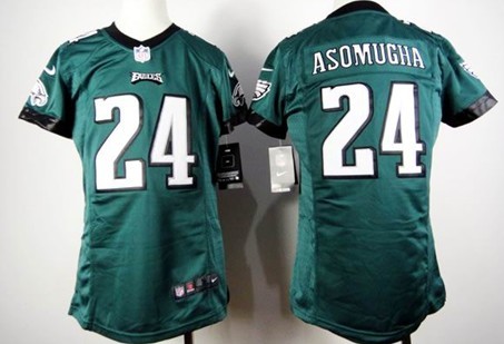 Nike Dark Green youths Game Jersey Philadelphia Eagles 24 Nnamdi Asomugha